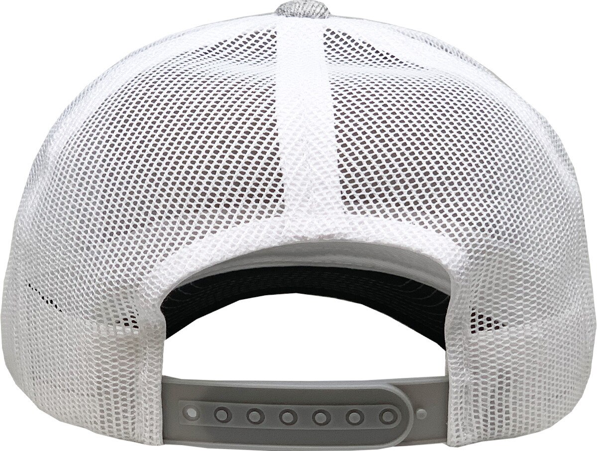 Heather Light Gray White Two Tone Classic 6 Panel Trucker Mesh Snapback Back View
